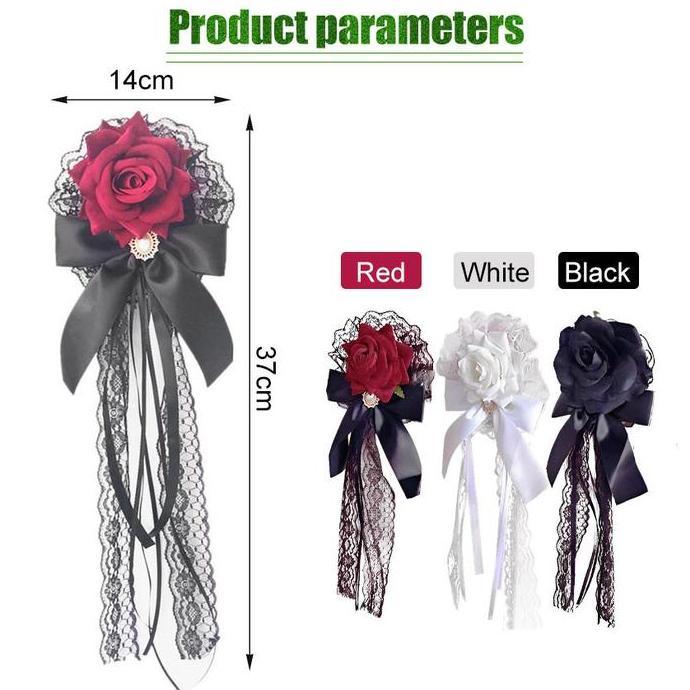 POIRENS Rose Lace Hair Clip Jepitan Hiasan Rambut Wanita Cosplay Lolita Gothic Bunga Mawar Cantik Be