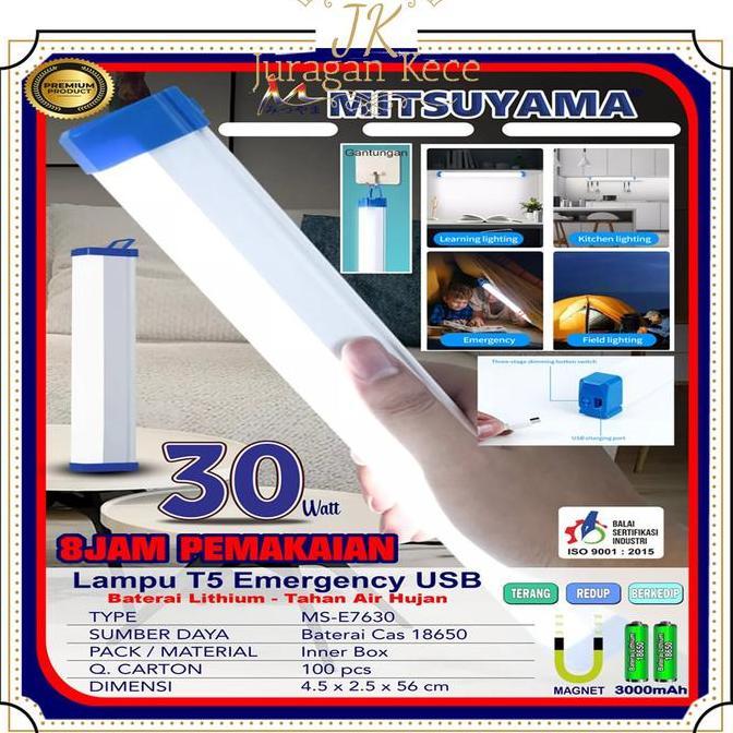 XLOGIPO T5 Lampu Emergency USB 30W MS-E7630 Mitsuyama 52CM Bohlam LED Portable