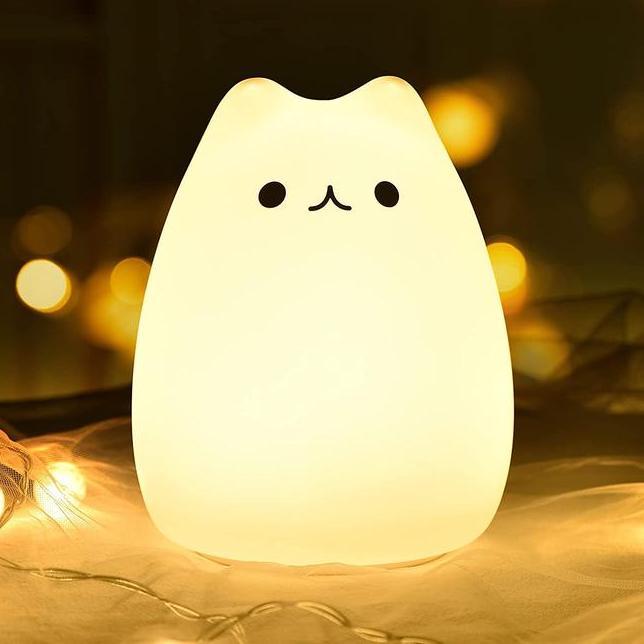 Lampu Tidur Led Rgb Cute Cat Lampu Silikon El Anak Kucing Gemoy