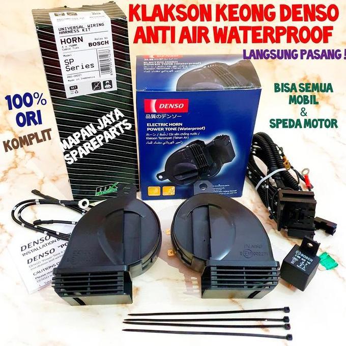BEL KLAKSON KEONG DENSO ANTI AIR WATERPROOF MOTOR MOBIL PLUS KABEL SET