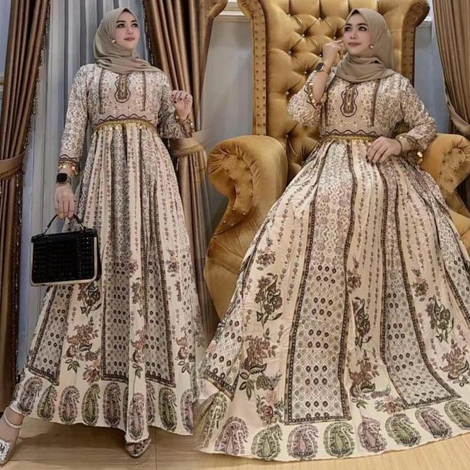 Gamis Wanita Hindi Sekaru Standar & Jumbo Rayon Premium Pakaian Muslim Panjang Lengan Panjang Adem N