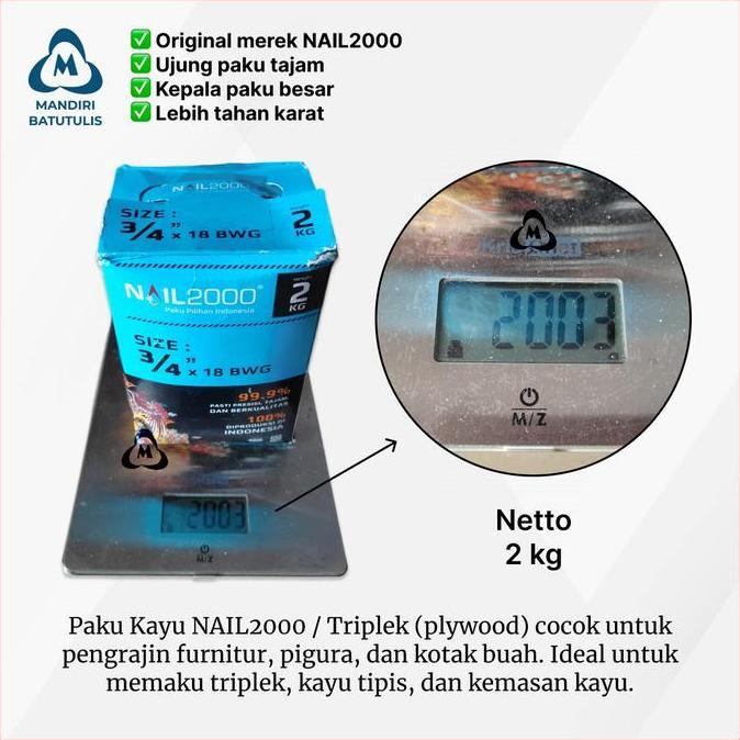 Paku Kayu Triplek 3/4" Inch NAIL2000 2KG - Paku Triplek 2cm NAIL 2000