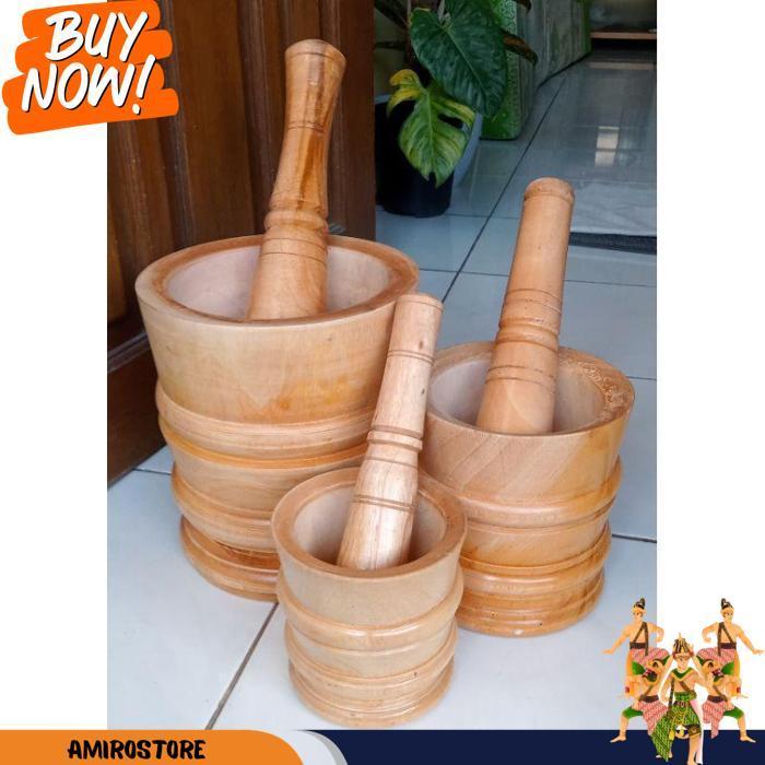 Lumpang Kayu + Alu /Tumbukan (1 Set) Model Ukir 4/11