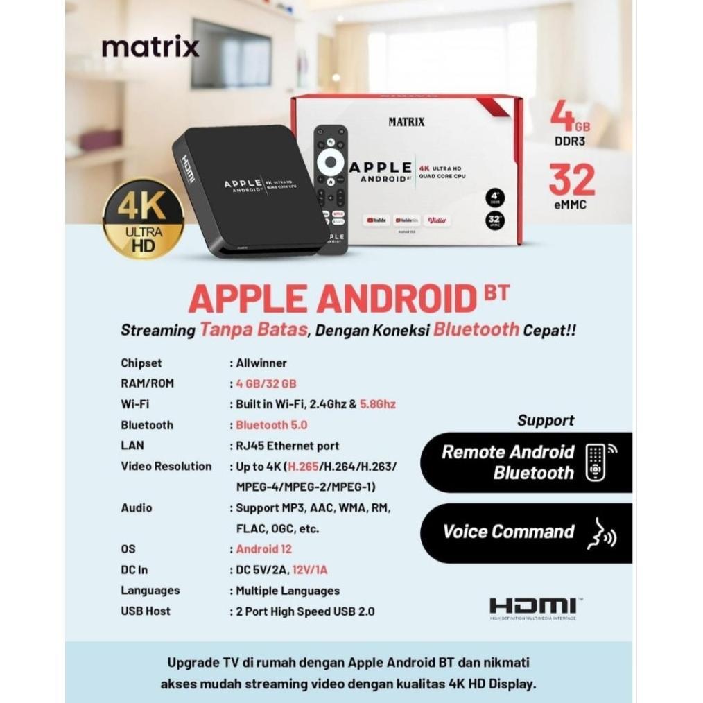 BIG SALE Matrix Apple Android TV Box Bluethooth - TV Box Android 12 | Ram 4gb