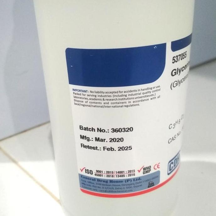 Glycerine / Gliserin 99.5% AR ,CDH Fine Chemical