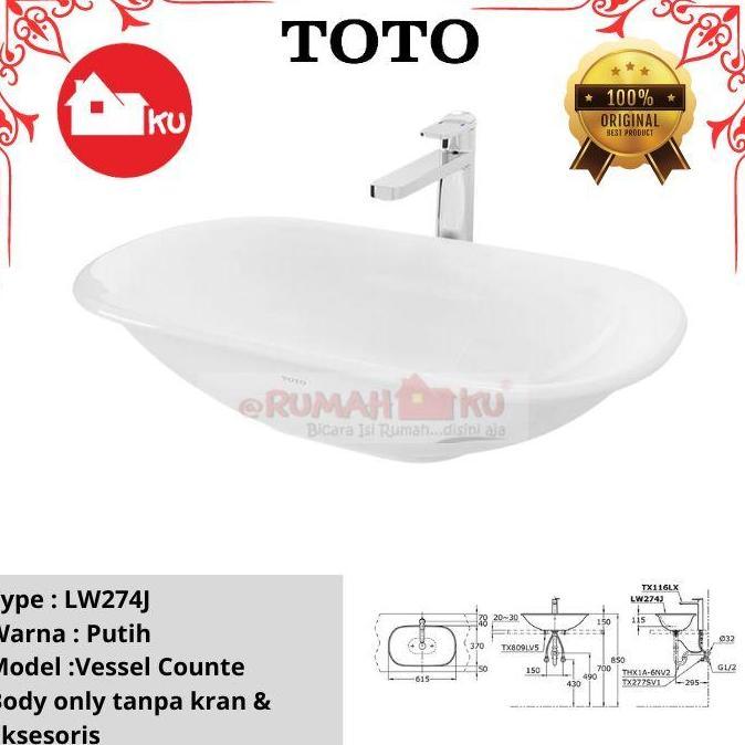 TERLARIS WASTAFEL TOTO LW274J BODY ONLY CONSOLE LAVATORY