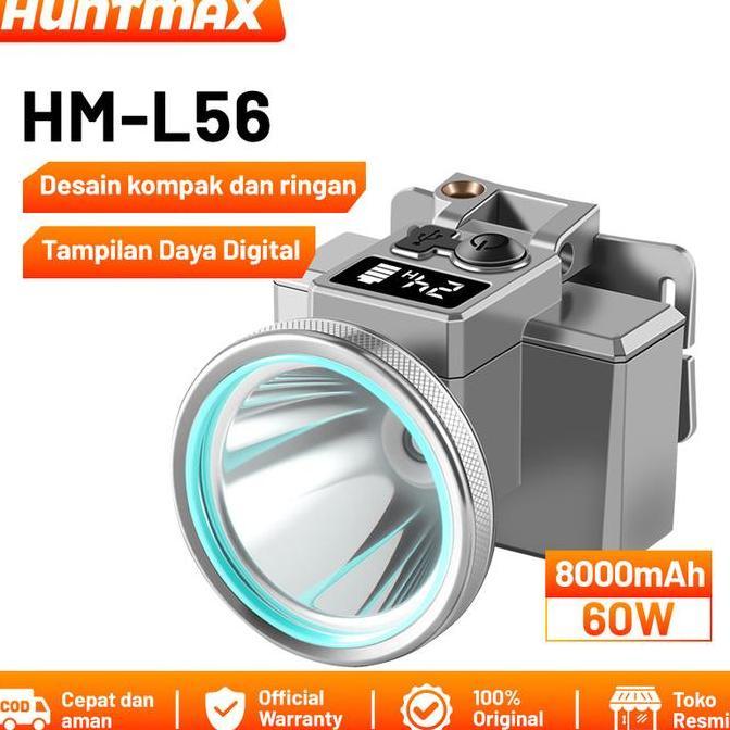 HUNTMAX L56 Senter Kepala Portable / Senter Waterproof 60W 800lumen 8000mAh