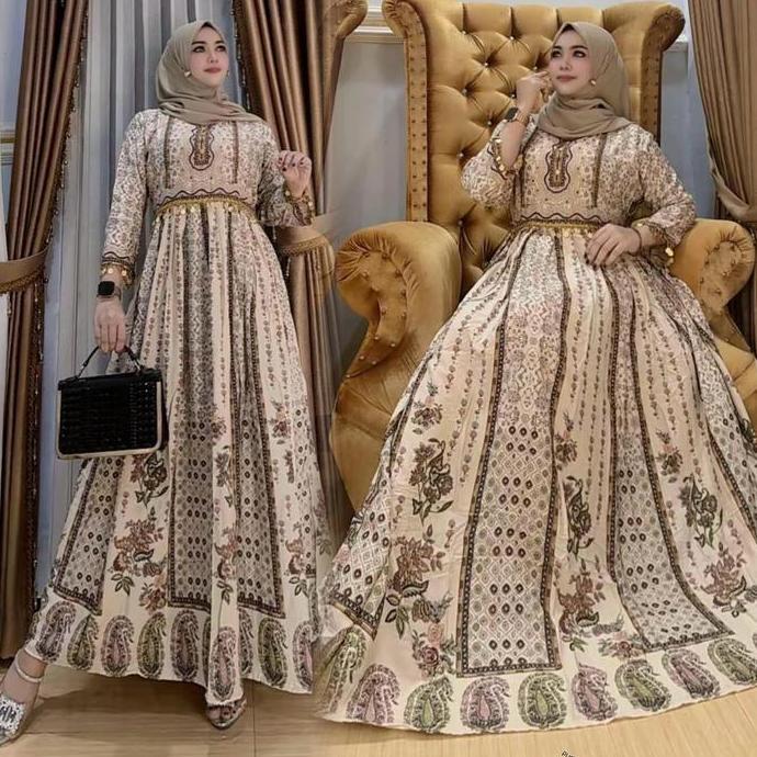 Gamis Wanita Hindi Sekaru Standar & Jumbo Rayon Premium Pakaian Muslim Panjang Lengan Panjang Adem N