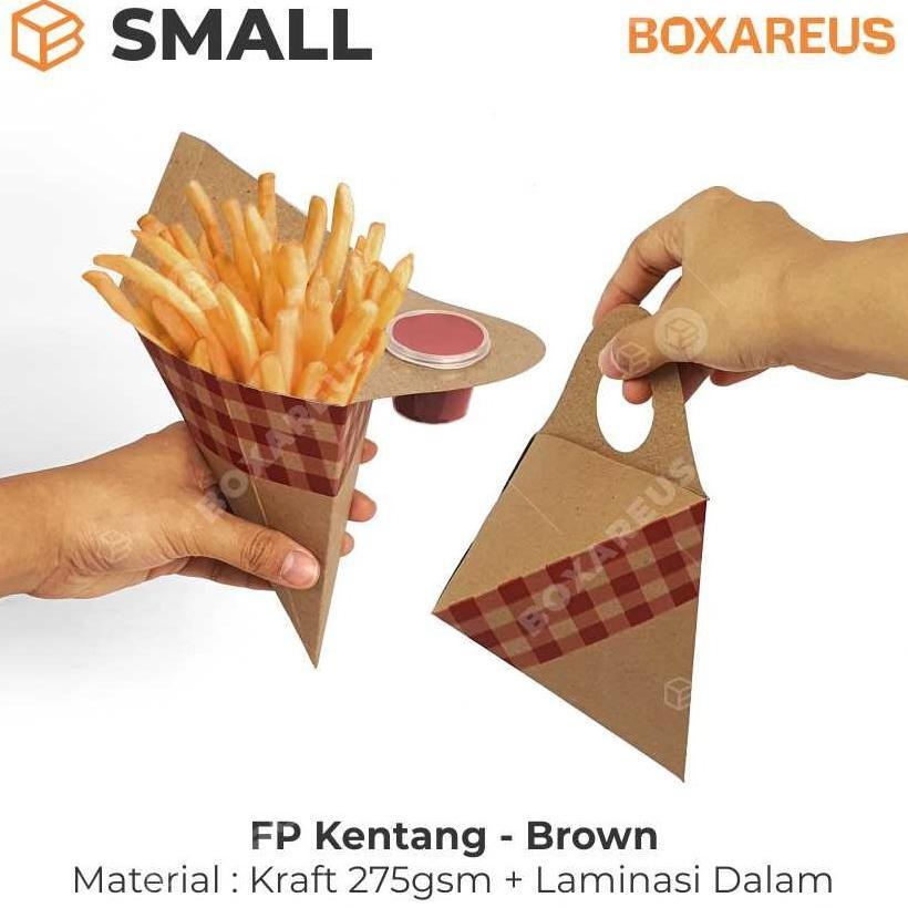 Snack Box Kentang Goreng Kemasan French Fries Dus Kraft | Fp Kentang Small Brown
