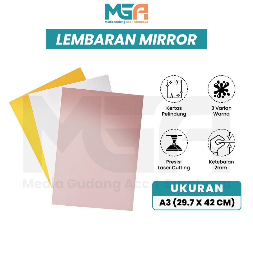 Lembaran Mirror Akrilik A3 2Mm | Acrylic Sheet Mirror | Akrilik Mirror Warna Gold Rose Gold Silver