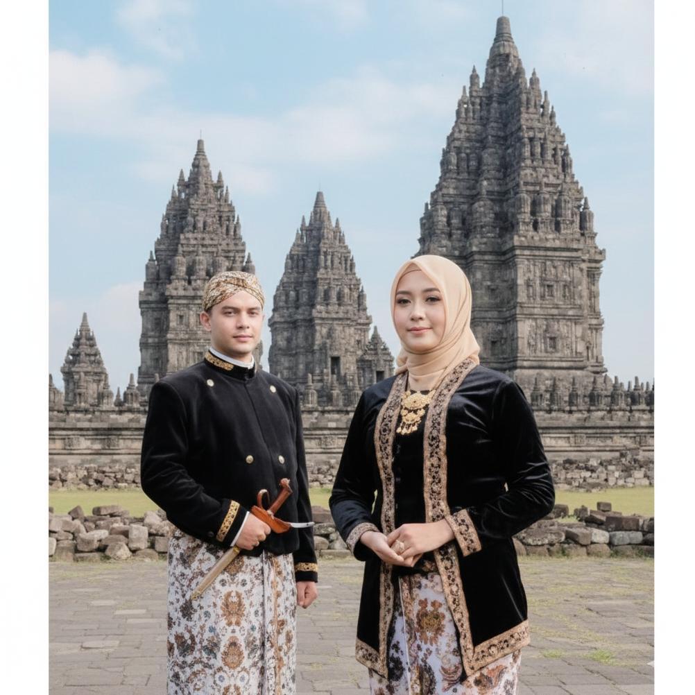 Best Seller Set Baju Couple Beskap Adat Jawa-Solo Bordir.