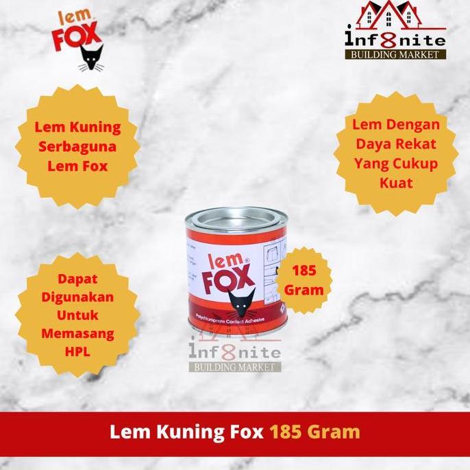 Ready Lem Kuning FOX Lem Serbaguna Lem Hpl Sepatu Lem Aibon FOX 185 Gram