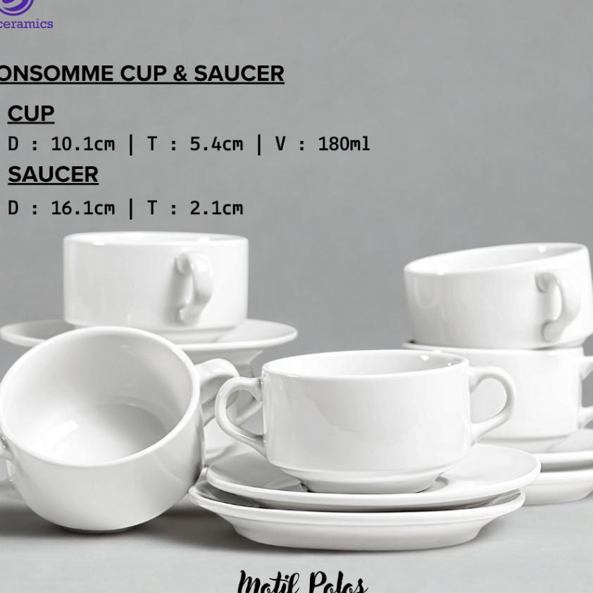 Consomme Cup & Saucer 180Ml / Mangkok Soup / Zuppa Soup Bitceramics / Csm - 1Psg