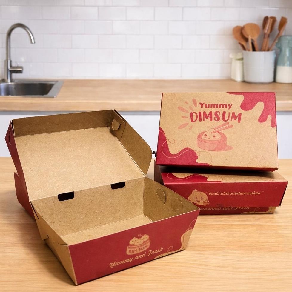 Box Dimsum Kraft ( Isi 50 Pcs ) Lunch Box Dimsum Kraft Dus Box Dimsum Laminasi Kotak Dimsum Kraft La