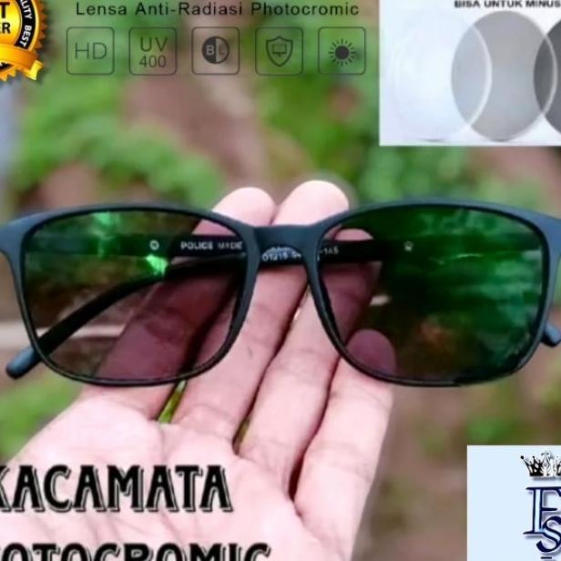 Kacamata Photocromic Lensa Anti Radiasi Frame Police Made In Italy Unisex / Kaca Mata Elastis