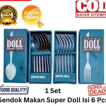 [Bisa Cod] Promo Sendok Garpu Makan Super Doll Isi 12 Pcs Stainless Tebal Berkualitas Sendok Makan D