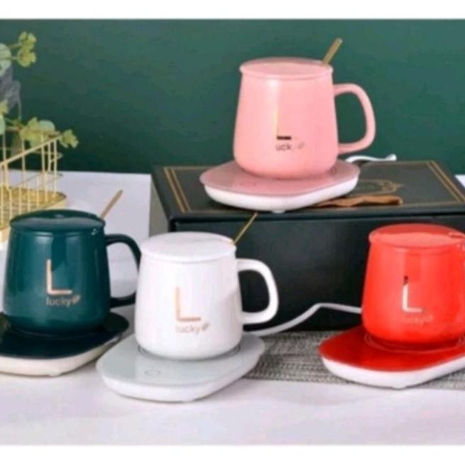 Gelas Set Pemanas Elektric/Mug Cangkir Hampers Gift Box/Cangkir Mug Pemanas Elektric