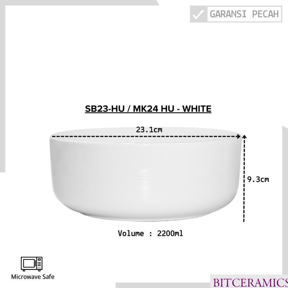 Mangkok Saji Keramik 23.1Cm (1Pcs) Putih Polos By Indo Keramik / Mangkok Besar Keramik / Mk24-Hu
