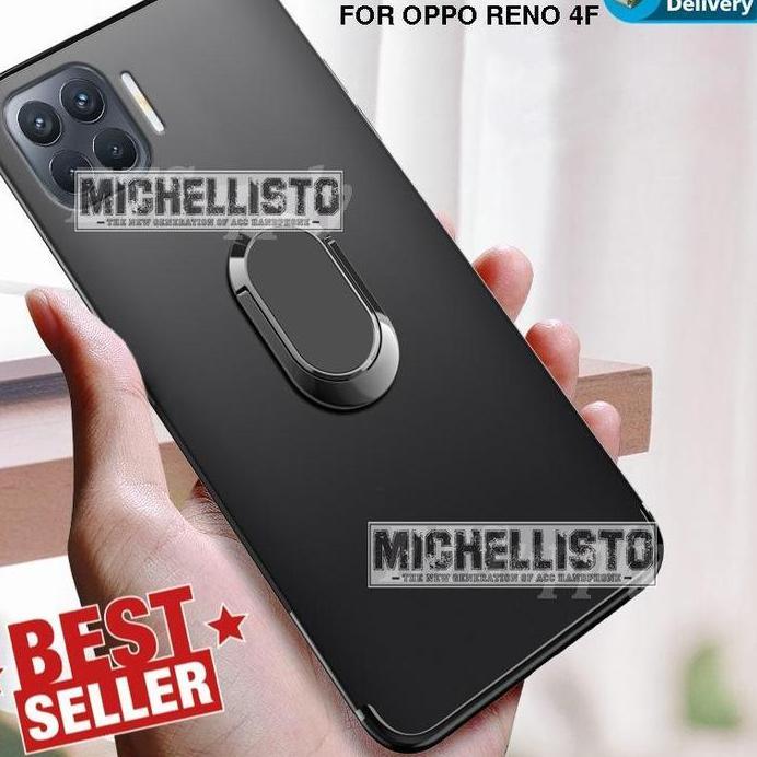 Case   untuk Oppo RENO 4F RING Magnetic Slim Matte Softcase Casing murah