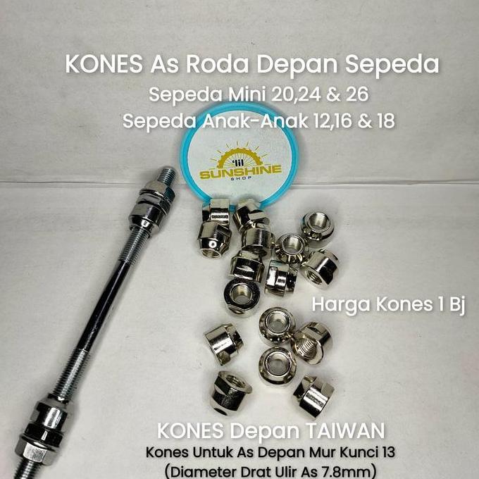Kones As Kecil Untuk Hub Roda Depan Sepeda Anak BMX Sepeda Mini Dewasa Mur Kunci 13