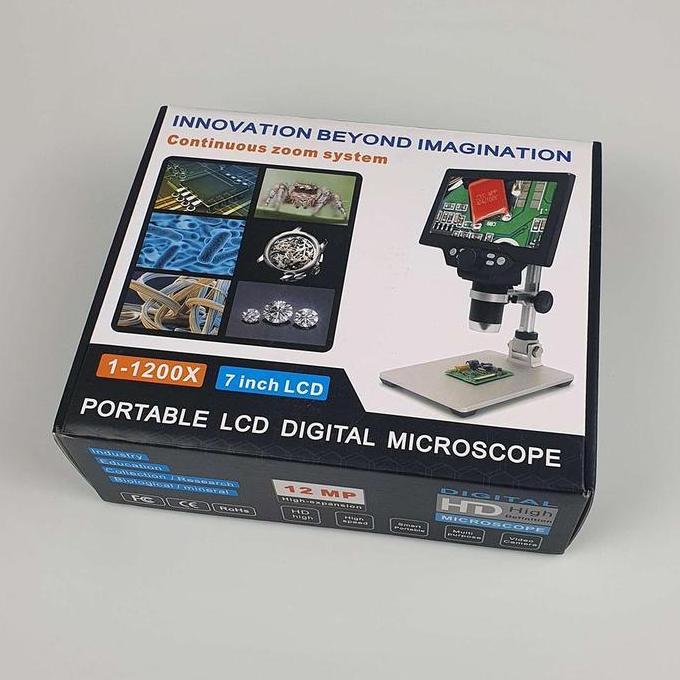 Mikroskop Digital 12MP 1200X Monitor  7inch & Metal Stand Led Microscope digital murah