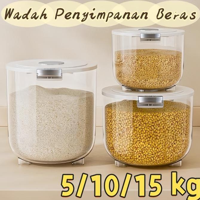 XIMVHE Wadah Penyimpanan Beras Anti Kutu Anti Air Anti Lembab Kontainer Beras Rice Free Gelas Takar 