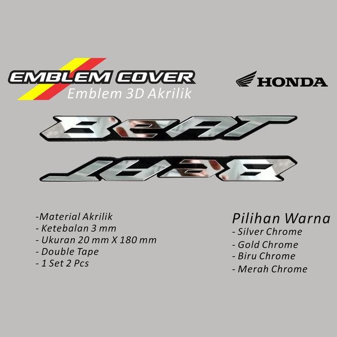 emblem 3d honda beat sepasang stiker timbul akrilik beat jepang emblem body motor beat emblem  beat