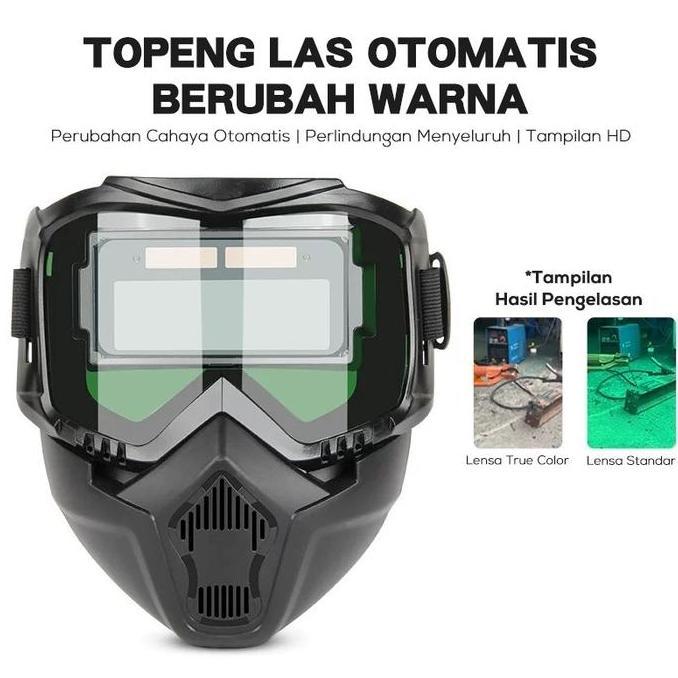JODHOZ Helm Las Gelap Pelindung Wajah Bisa Dilepas Terang Dimming True Color Welding Mask Kacamata T