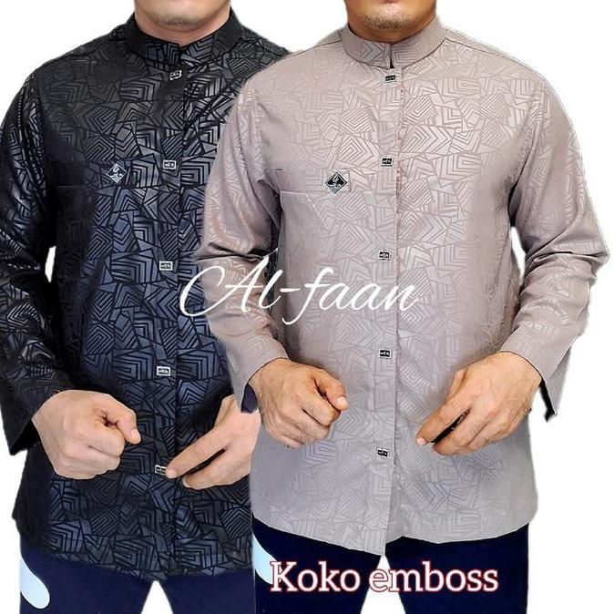 Wekup Baju Koko Al-Faan Koko Lengan Panjang Alzan Kemko Pria Atasan Muslim Pria Kemeja Koko Motif Ka