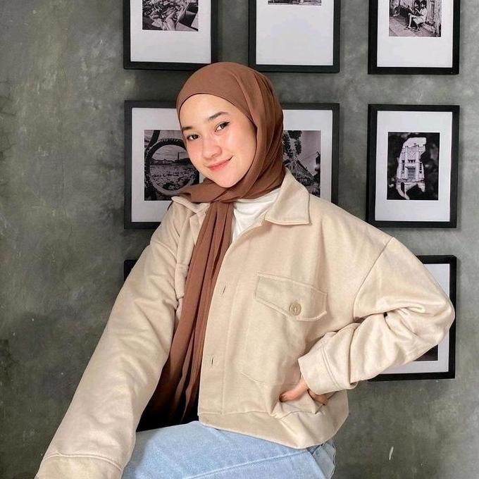 Lansungkirim- Jaket Wanita Olin Button Gaya Casual Korea Outer Lengan Panjang