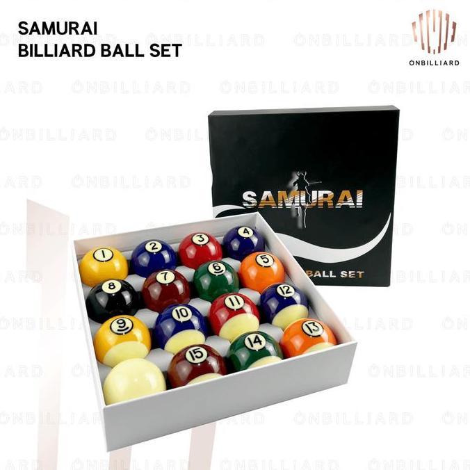 SAMURAI Billiard Ball Set 57.2mm Black White Bola Billiard DOT SAMURAI Meja 7 8 9 ft Feet 2 1/4" 57,
