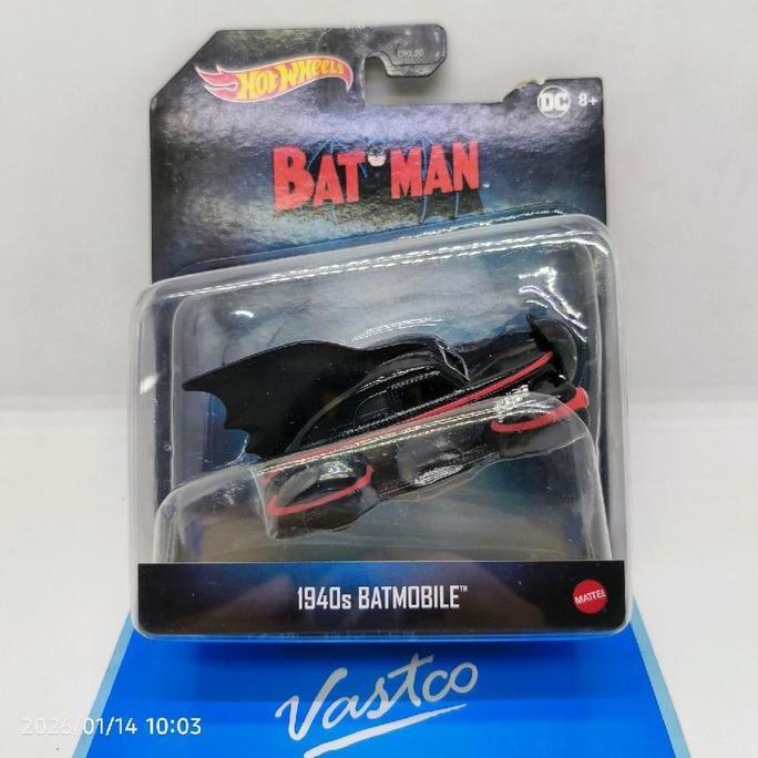 Hot Wheels Batman 1940s Batmobile Hotwheels Skala 1:50 Toy Diecast Car Real Riders DC COMICS