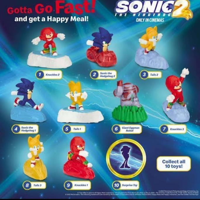 McD Sonic 2 the hedgehog happy meal Mcdonald tails knuckles per pcs