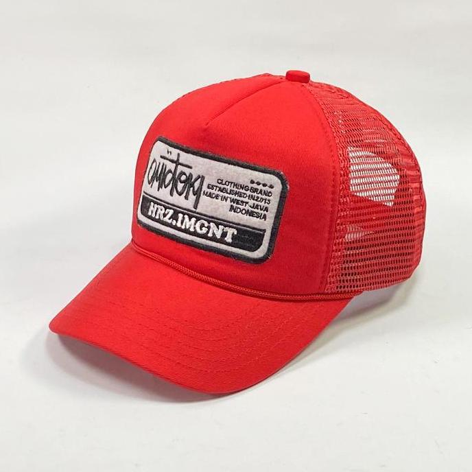 TOPI TRUCKER HAT MERAH TOPI JARING PRIA DISTRO COWOK ORIGINAL RED