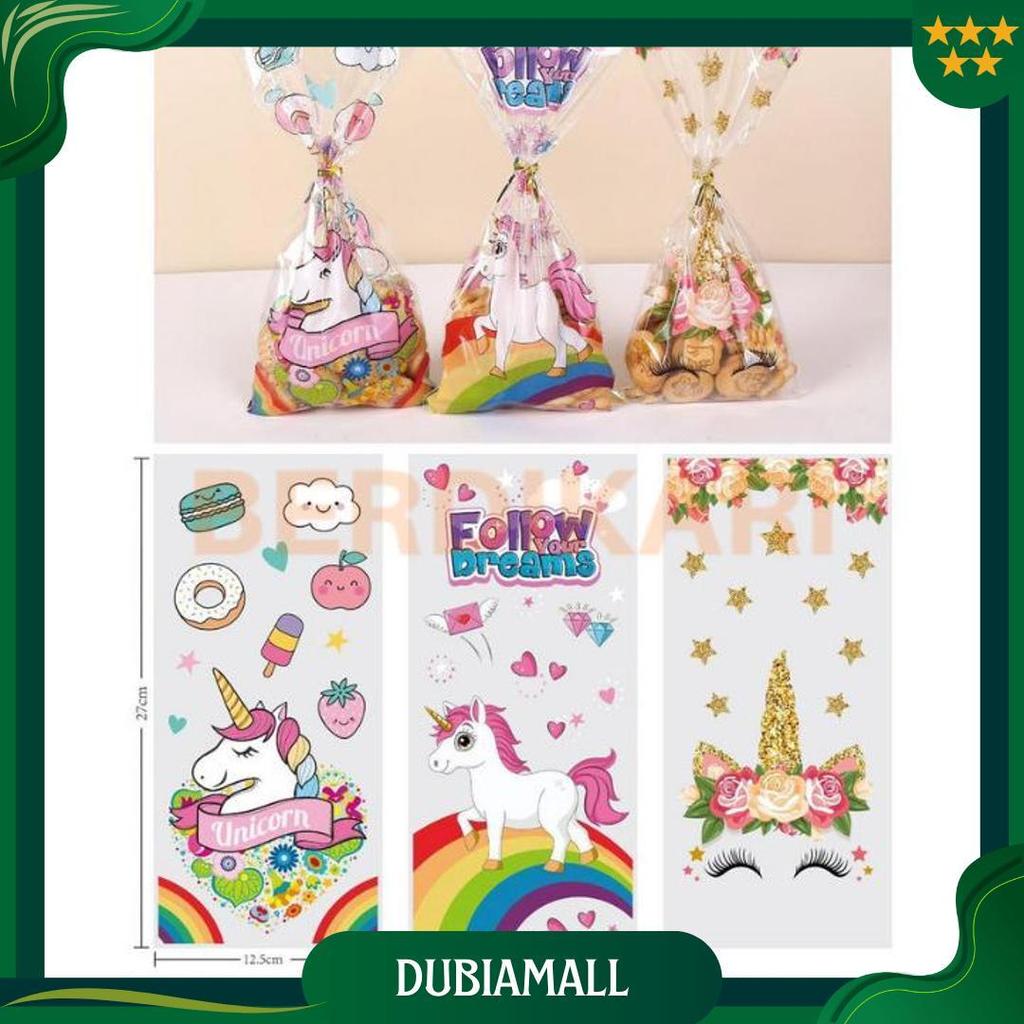 BD Plastik Hadiah Ulang Tahun Unicorn isi 50 lembar Bingkisan Snack Ulang Tahun Karakter Lucu Plasti