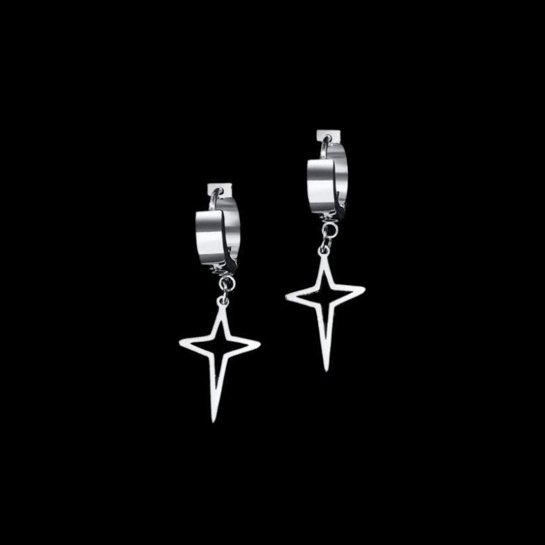 BEST SELLER Anting Titanium Pria Tindik Jepit Model Cowok Korea Casual Pilihan Silver Hitam