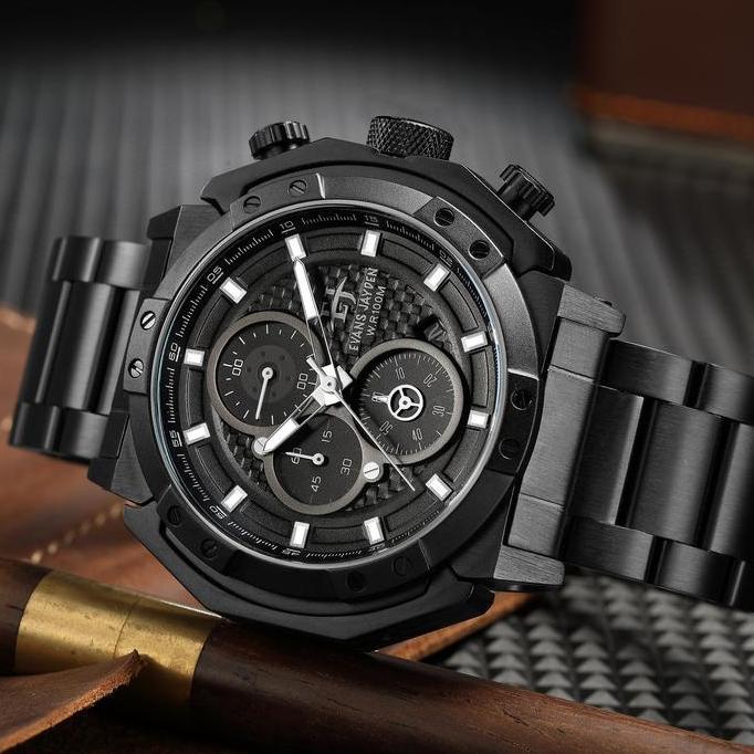 Cloknlok- Evans Jayden Jam Tangan Pria 9548 Rantai Stainless Steel Chronograph Kaca Sapphire Water R