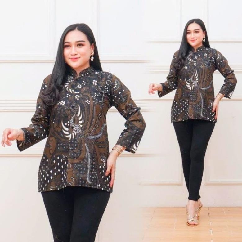 GARANSI BATIK KERJA WANITA || BLOUSE BATIK LENGAN PANJANG || KEMEJA WANITA TERBARU