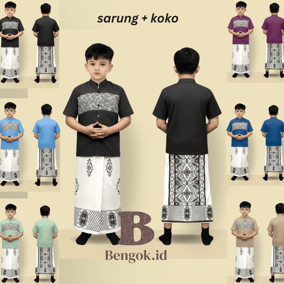 Paket Hemat Setelan Koko Anak Dan Sarung Instan Anak | Baju Koko Anak Trendy Masa Kini | Baju Koko A