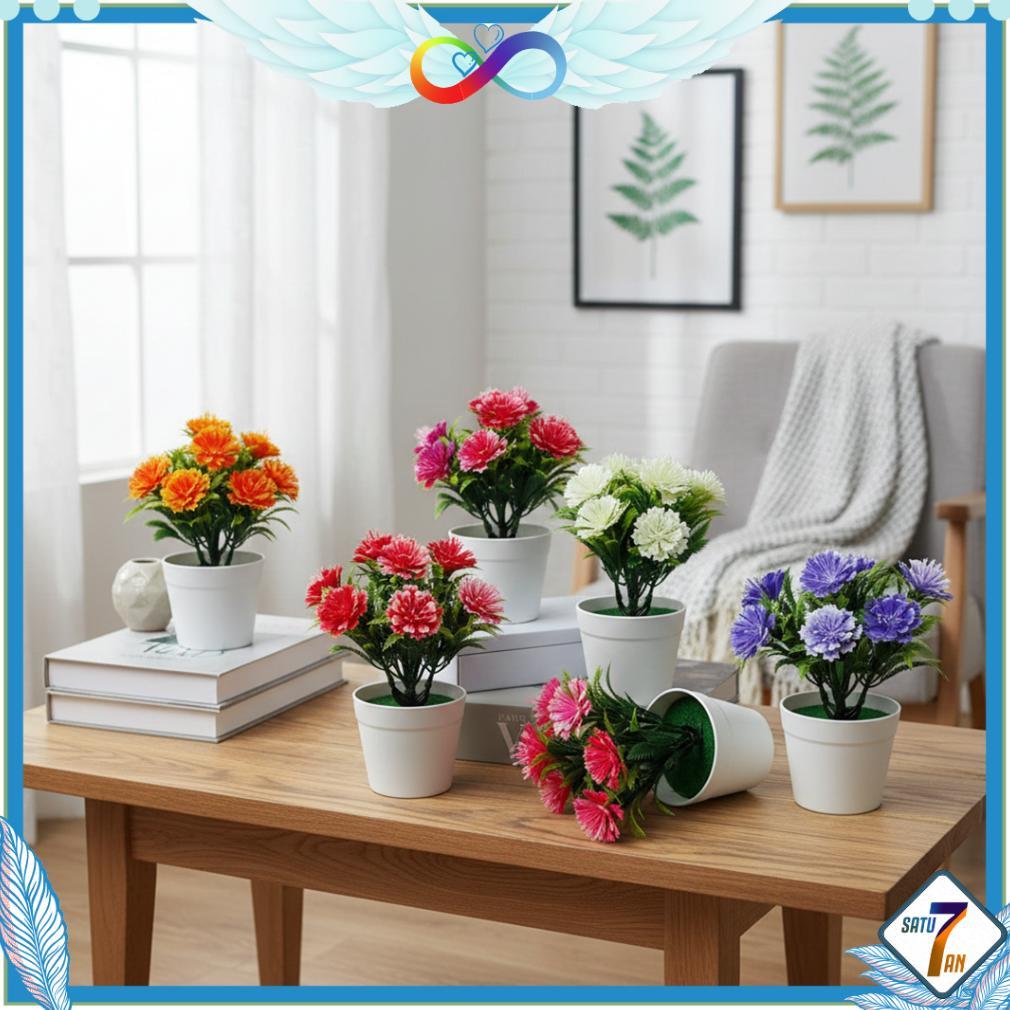 paket hemat tanaman hias plastik mini pot bonsai bunga palsu ornamen dekorasi rumah satu7an pbp60