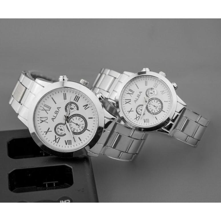 ORIGINAL (COD)JAM TANGAN COUPLE ALBA  ROMAWI STRAP RANTAI(DIKIRIM JAKARTA)