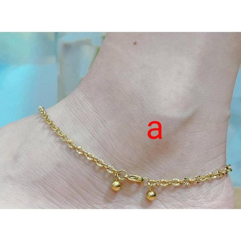 EXCLUSIVE Gelang Kaki Titanium Anti Karat Lapisan Emas