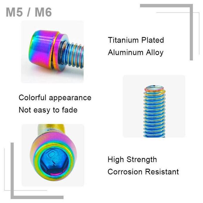 Baut Stem Sepeda MTB KRSEC Baut M5 / Baut M6 Titanium Bolts 6Pcs