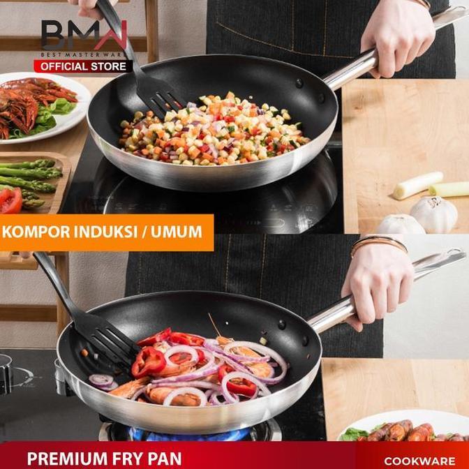TERLARIS Frypan Teflon Wajan Kuali Penggorengan Stainless Steel Tebal  Anti Lengket gratis ongkir