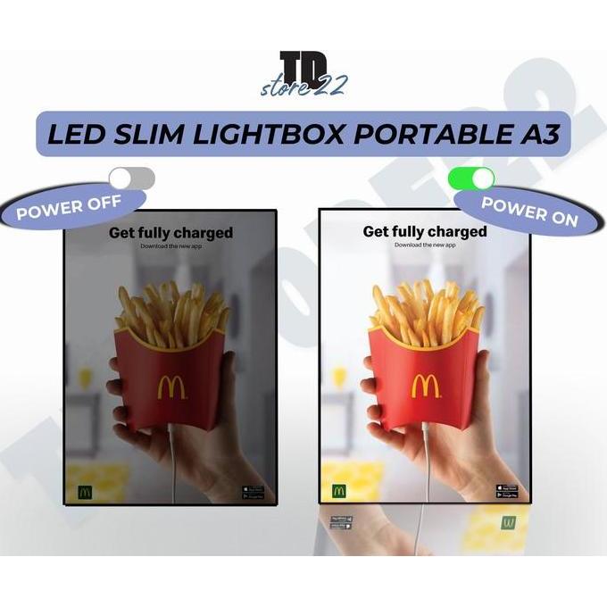 Slim Light Box LED A3 - Lampu Display Frame Poster Neon Box LED untuk Iklan Elegan Lampu Iklan Neon 