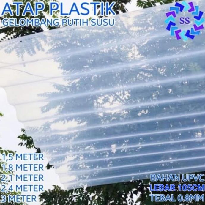 ATAP ASBES / GELOMBANG PLASTIK PUTIH SUSU TRANSPARAN TEBAL (PET 08)