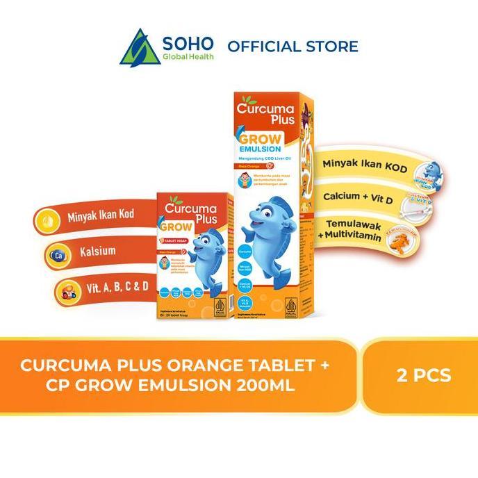 Erbe- Paket Curcuma Plus Grow (Curcuma Plus Grow Orange 1 Botol & Curcuma Plus Grow Tablet 1 Botol)