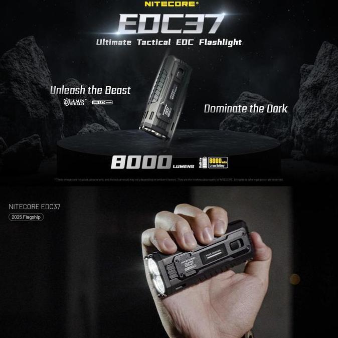 Ready Senter LED UHi 20 Max Nitecore EDC37 Original Flashlight Lumin Shield 8000 Lumens