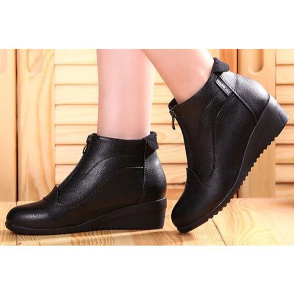 limited sepatu boots wanita casual formal pdl wedges 5 cm kulit sapi