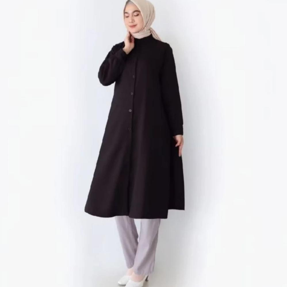 KUALITAS SUPER LONG TUNIC POLOSAN WANITA MUSLIMAH KEKINIAN / LONG TUNIC JUMBO BY ORTEGA